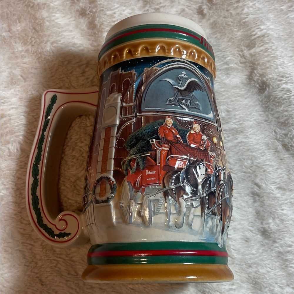 Budweiser 1997 Holiday Stein with White Base
